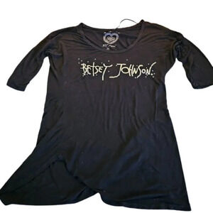 Betsey Johnson Women's Black Silver Pajama Nightgown Sleepshirt Size Small